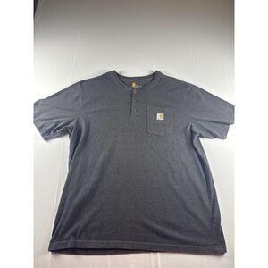 Carhartt Henley Pocket T Shirt Mens XL Original Fit Black Workwear Tee